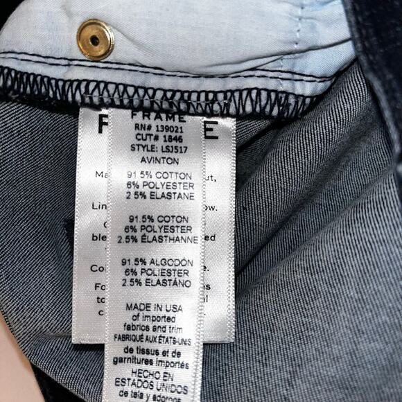 FRAME Le Skinny de Jeanne Jeans Size 30 Avinton Wash Dark Blue Mid Rise Stretch - Picture 5 of 8